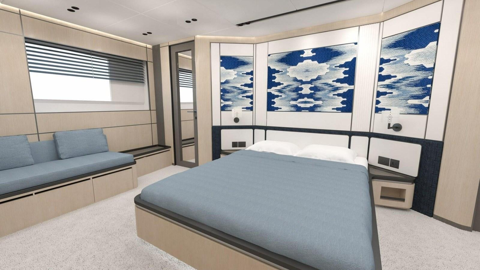 a room with a bed and a couch aboard 2022 MENGI YAY  Yacht for Sale