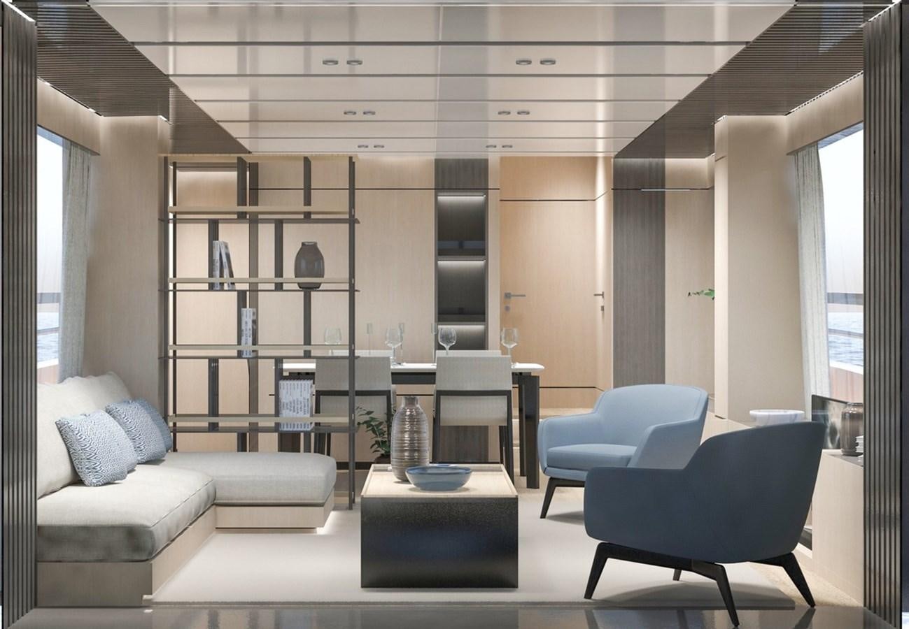 a room with a table and chairs aboard 2022 MENGI YAY  Yacht for Sale