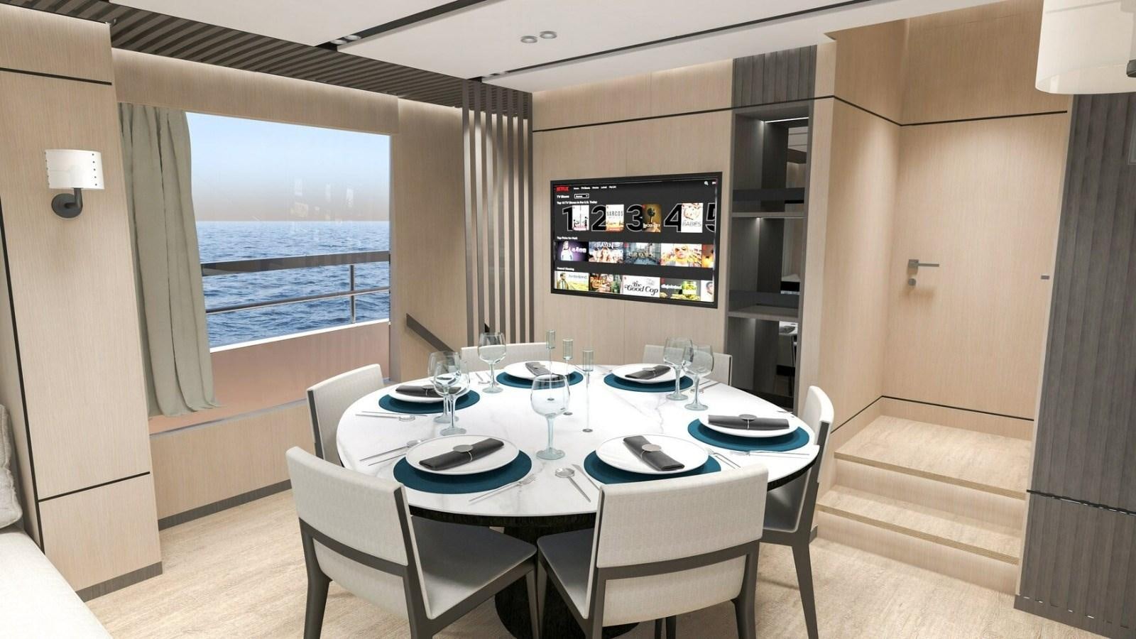 a table set for a meal aboard 2022 MENGI YAY  Yacht for Sale
