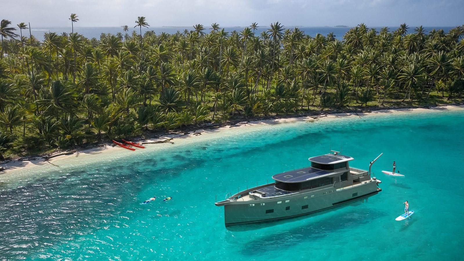 a boat in the water aboard ARKSEN 65 Yacht for Sale
