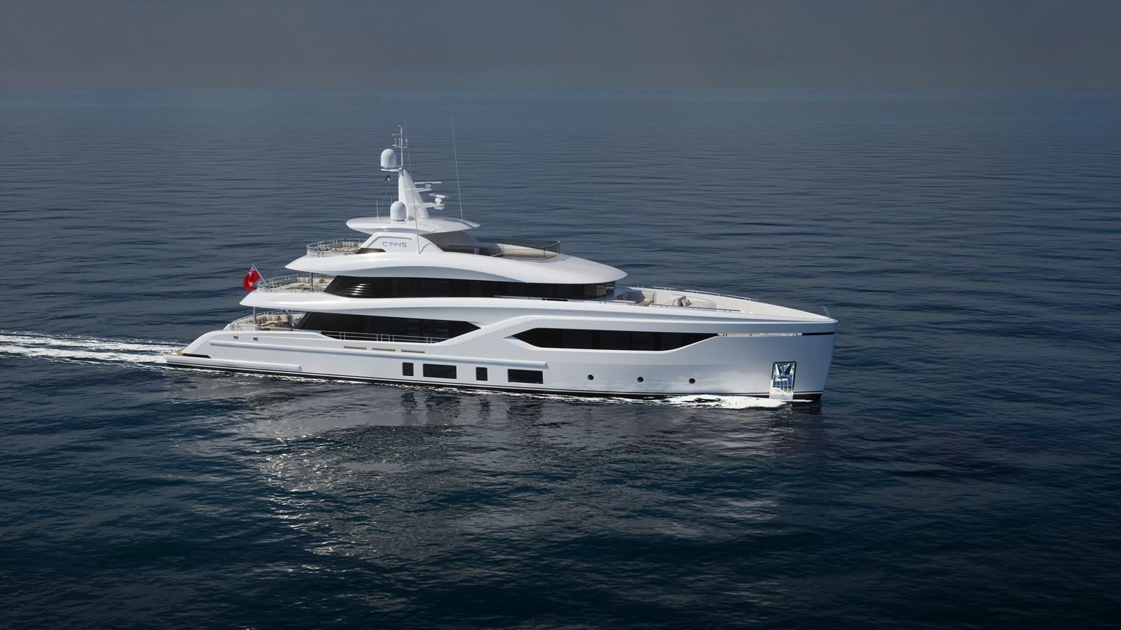 a white yacht in the water aboard CONRAD C144S HULL #4 Yacht for Sale