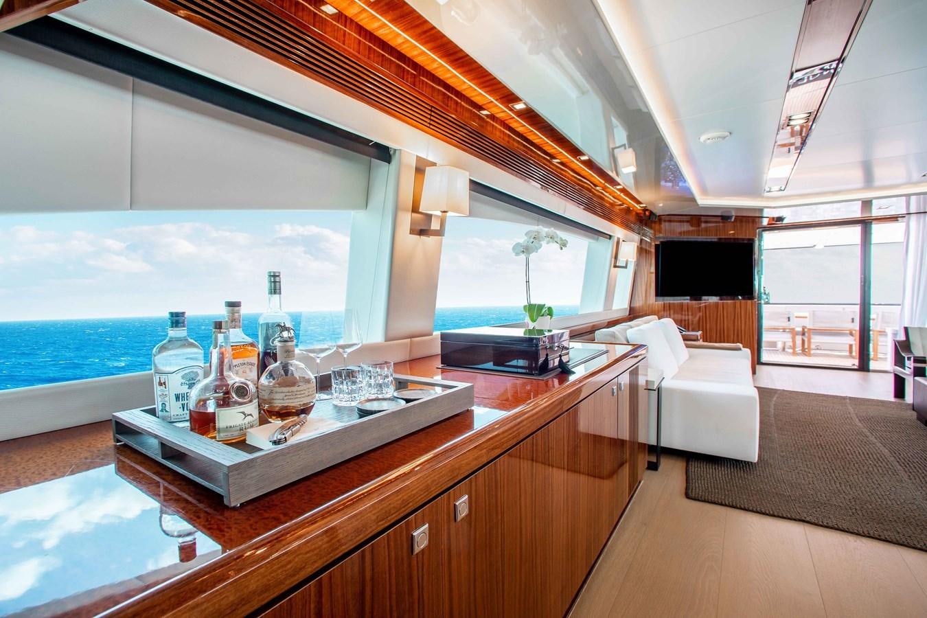 a large kitchen with a large window aboard ISLAND SOUL Yacht for Sale