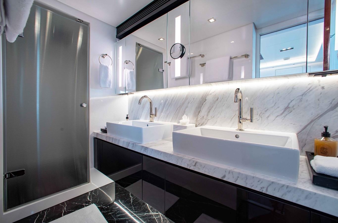 a bathroom with two sinks aboard ISLAND SOUL Yacht for Sale