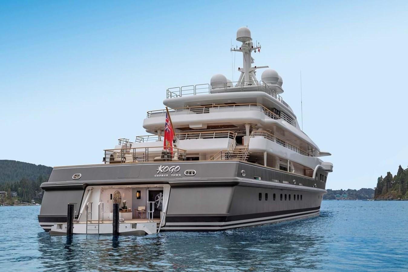 a large ship in the water aboard KOGO Yacht for Sale