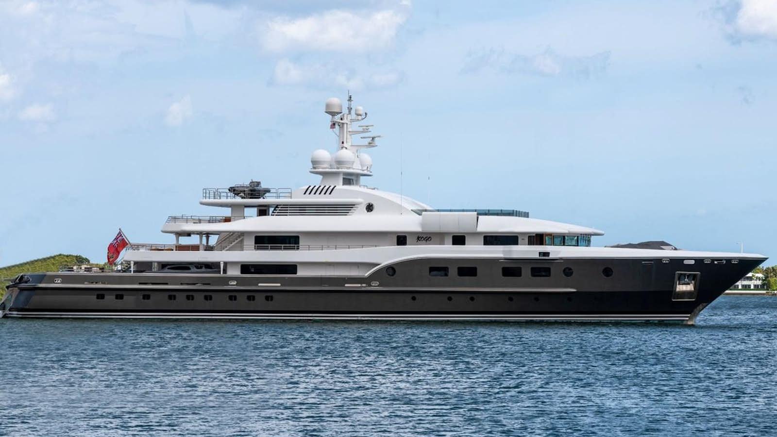 a large ship in the water aboard KOGO Yacht for Sale
