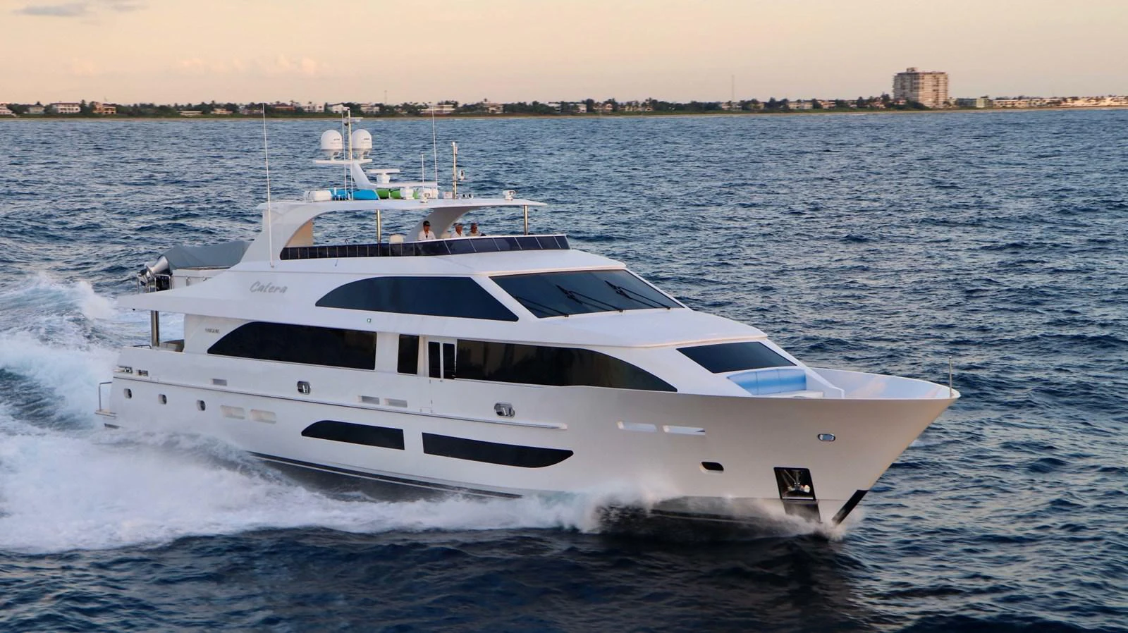 a white yacht on the water aboard G120 SIGNATURE SERIES Yacht for Sale