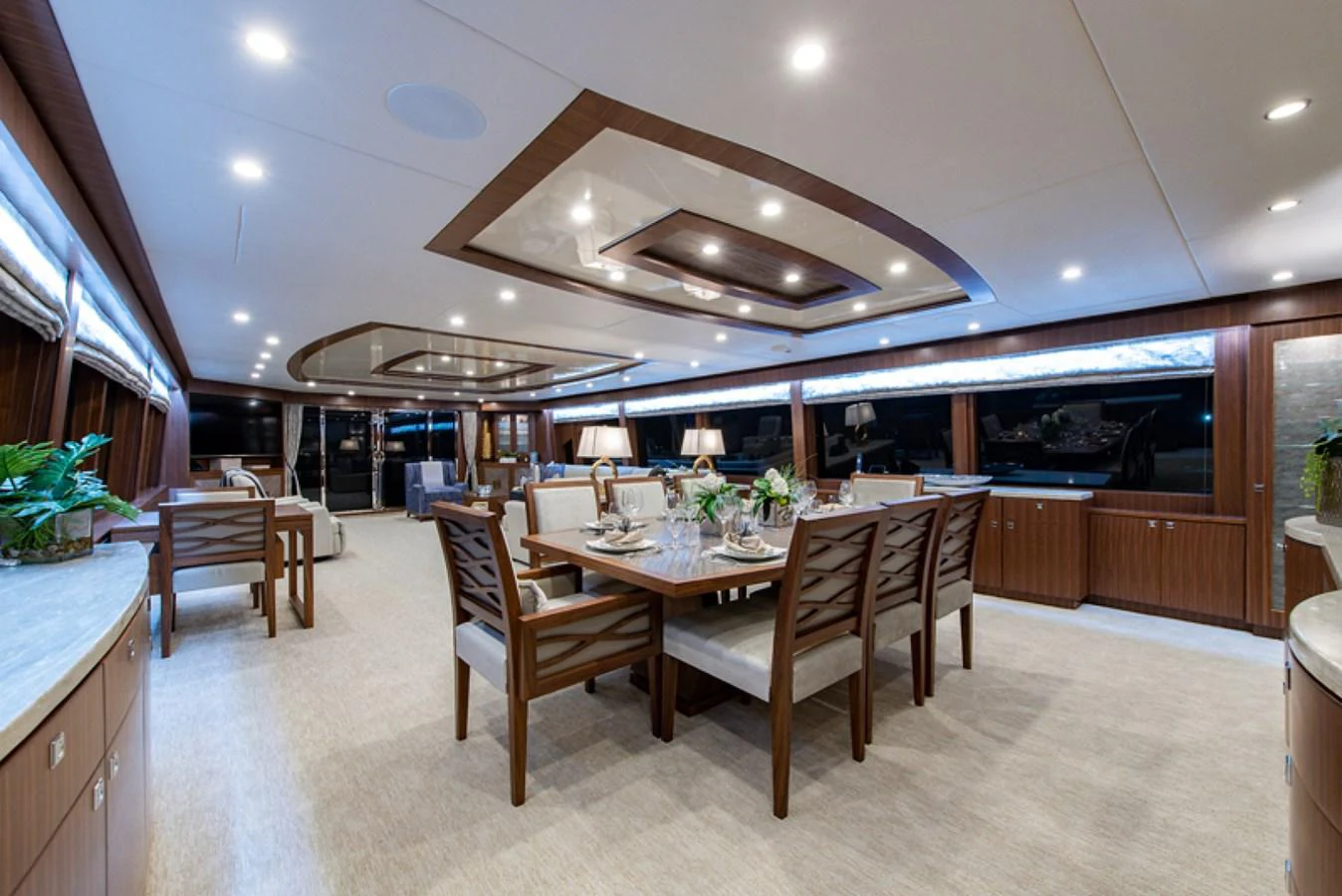 a kitchen and dining area aboard G120 SIGNATURE SERIES Yacht for Sale