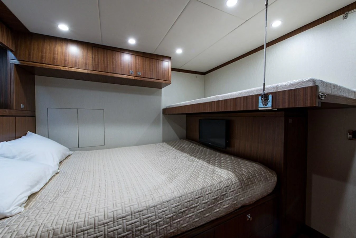 a bed with white sheets aboard G120 SIGNATURE SERIES Yacht for Sale