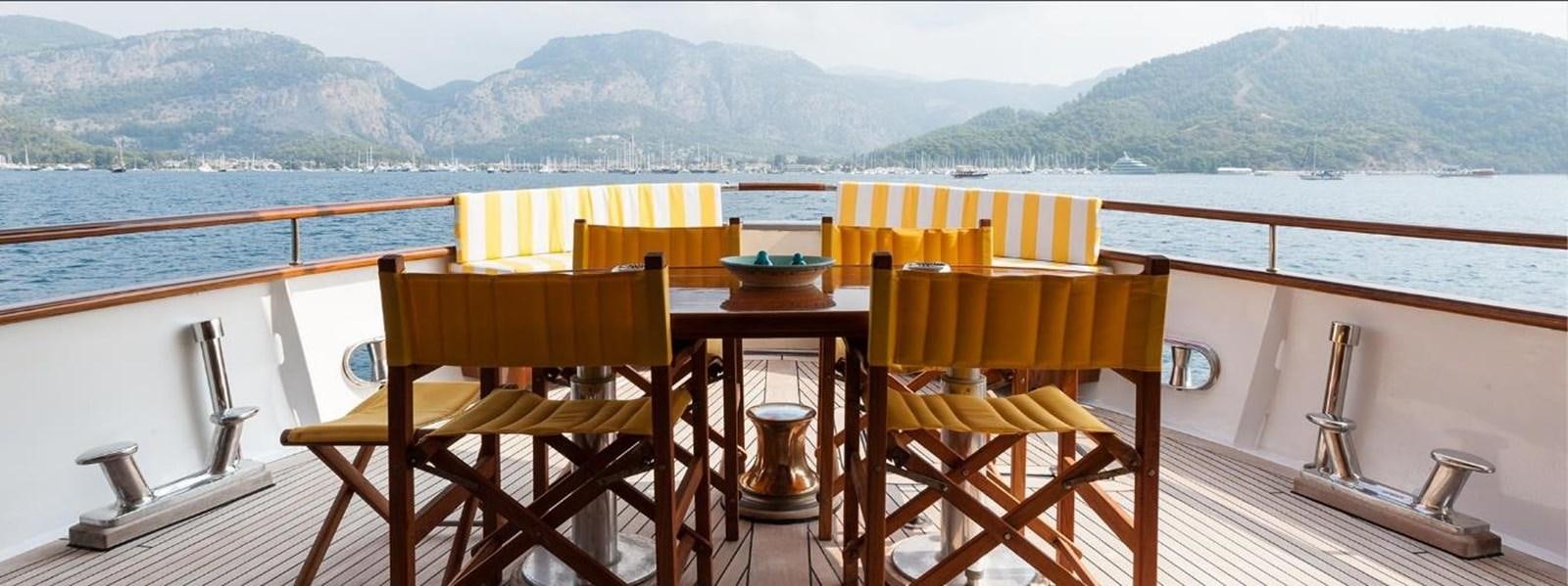 a table and chairs on a boat aboard LADYAR B Yacht for Sale