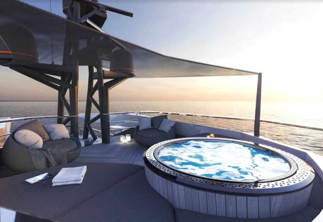 a pool on a deck aboard EVADNE ROCK XL Yacht for Sale