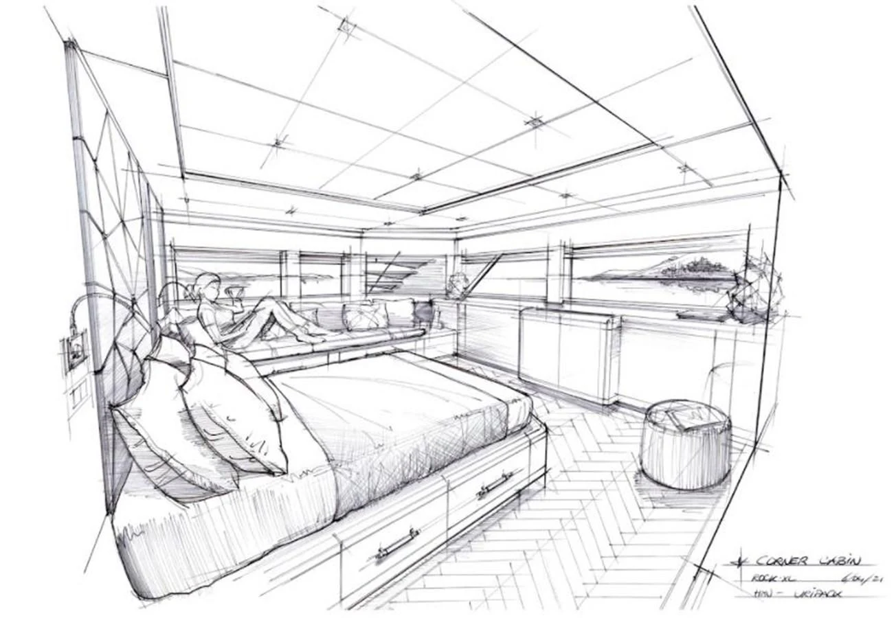 diagram, engineering drawing aboard EVADNE ROCK XL Yacht for Sale