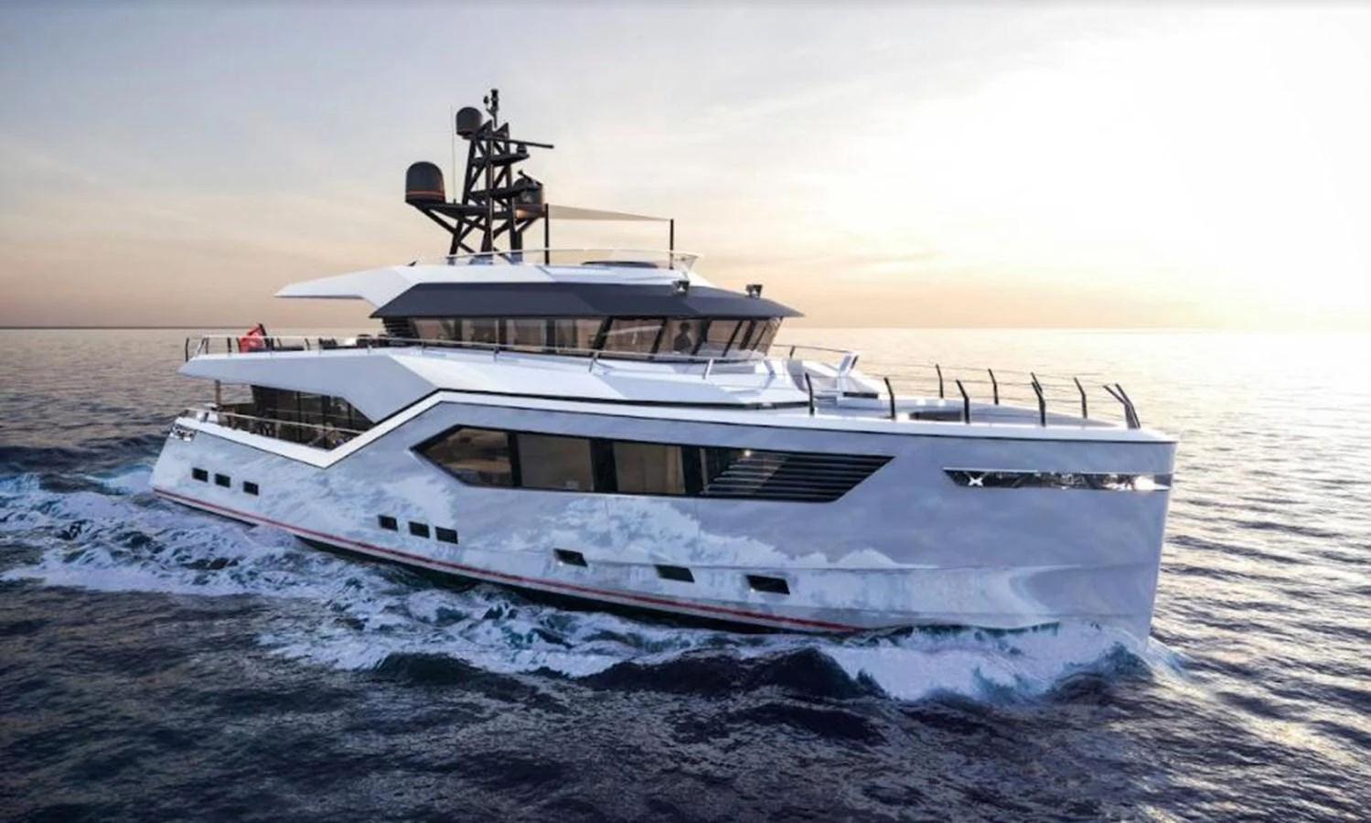 a large white yacht aboard EVADNE ROCK XL Yacht for Sale