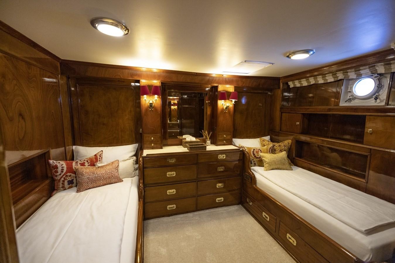 a room with two beds aboard FRANCESCO PETRARCA Yacht for Sale
