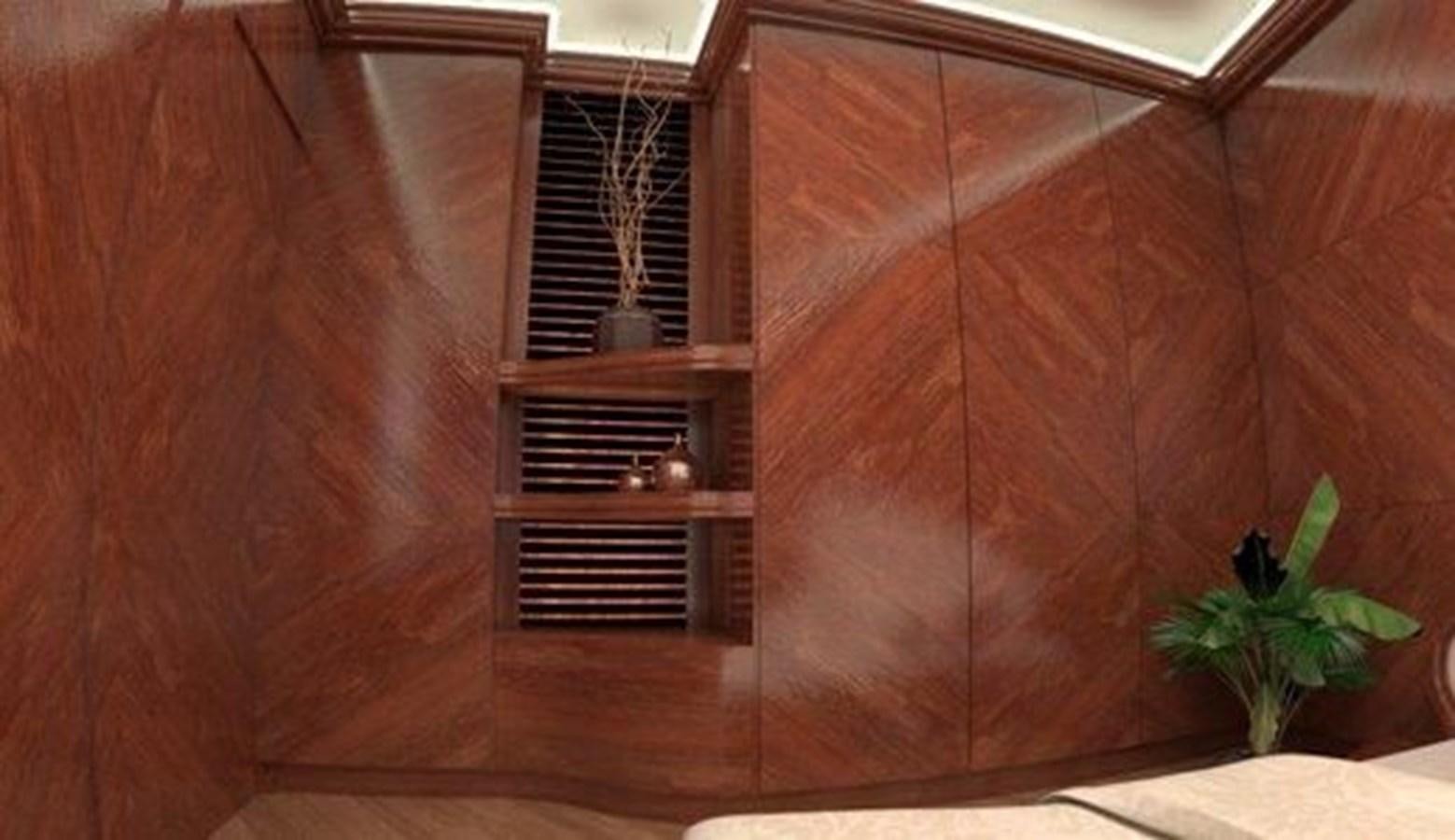 a room with a window and a plant in it aboard 2020 ORION ORSOS ISLAND Yacht for Sale