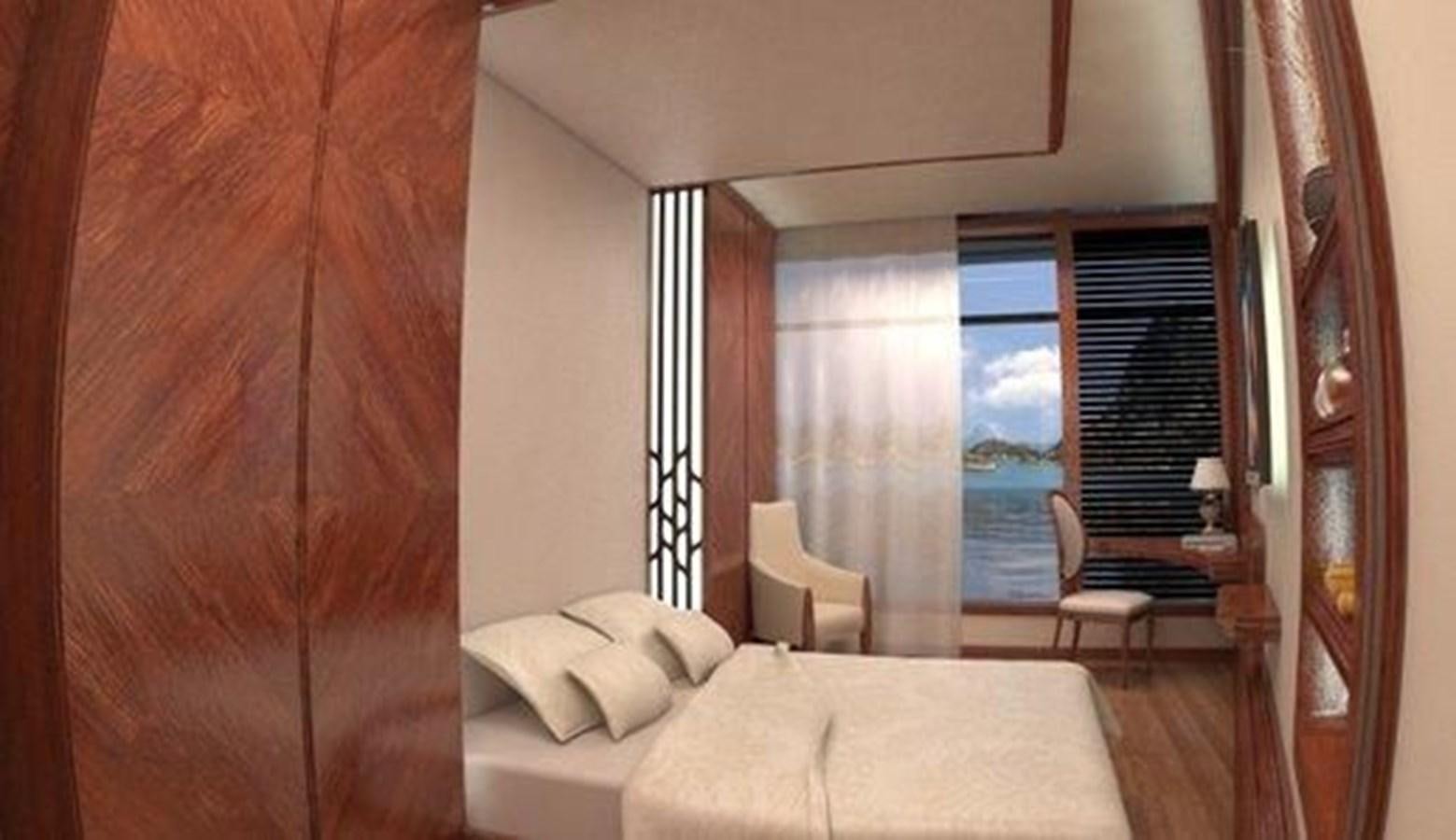 a bed in a room aboard 2020 ORION ORSOS ISLAND Yacht for Sale