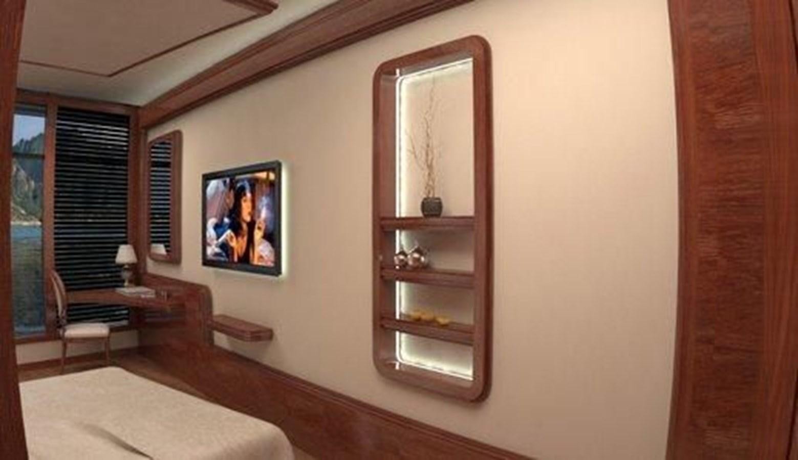 a room with a mirror and a table and a chair aboard 2020 ORION ORSOS ISLAND Yacht for Sale