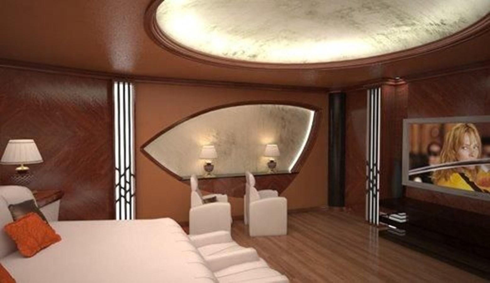 a room with a bed and a painting on the wall aboard 2020 ORION ORSOS ISLAND Yacht for Sale