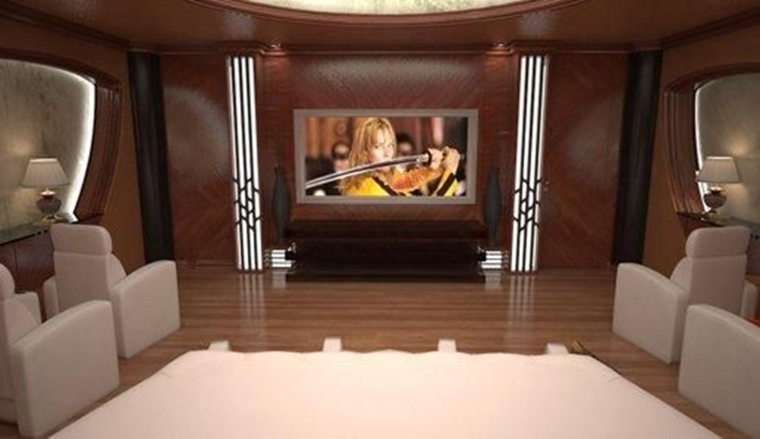 a fireplace in a room aboard 2020 ORION ORSOS ISLAND Yacht for Sale