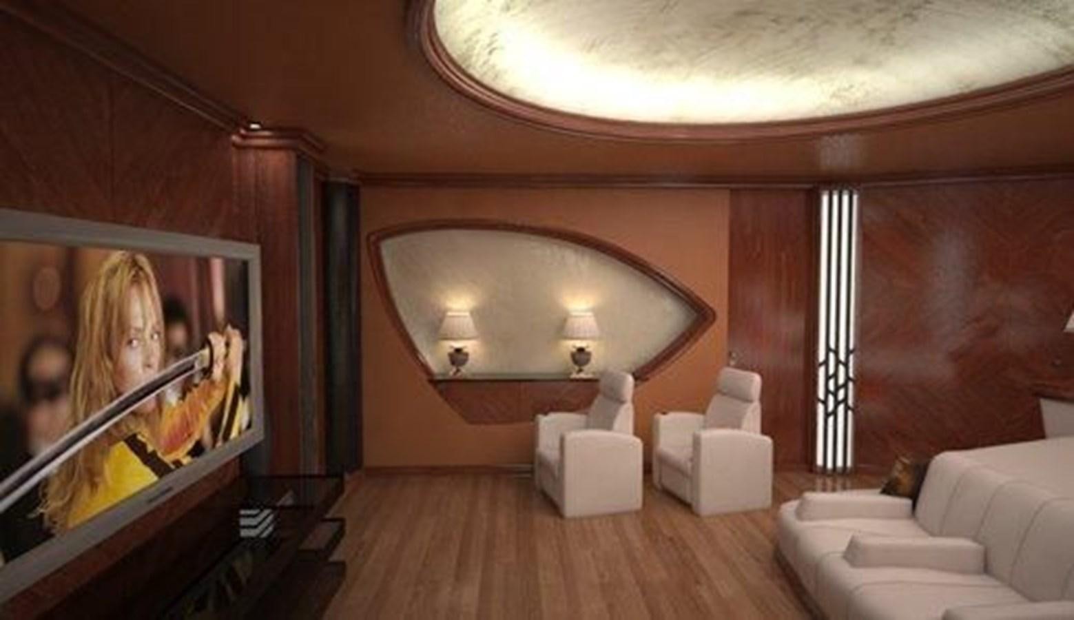 a room with a large mirror and a couch and a painting on the wall aboard 2020 ORION ORSOS ISLAND Yacht for Sale