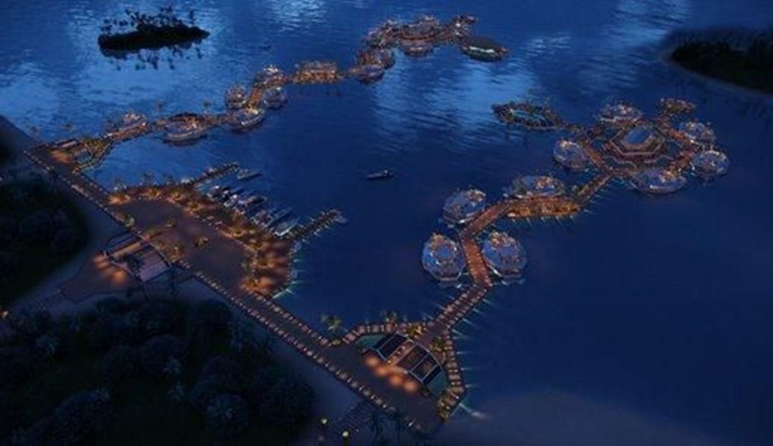 a city with lights on aboard 2020 ORION ORSOS ISLAND Yacht for Sale