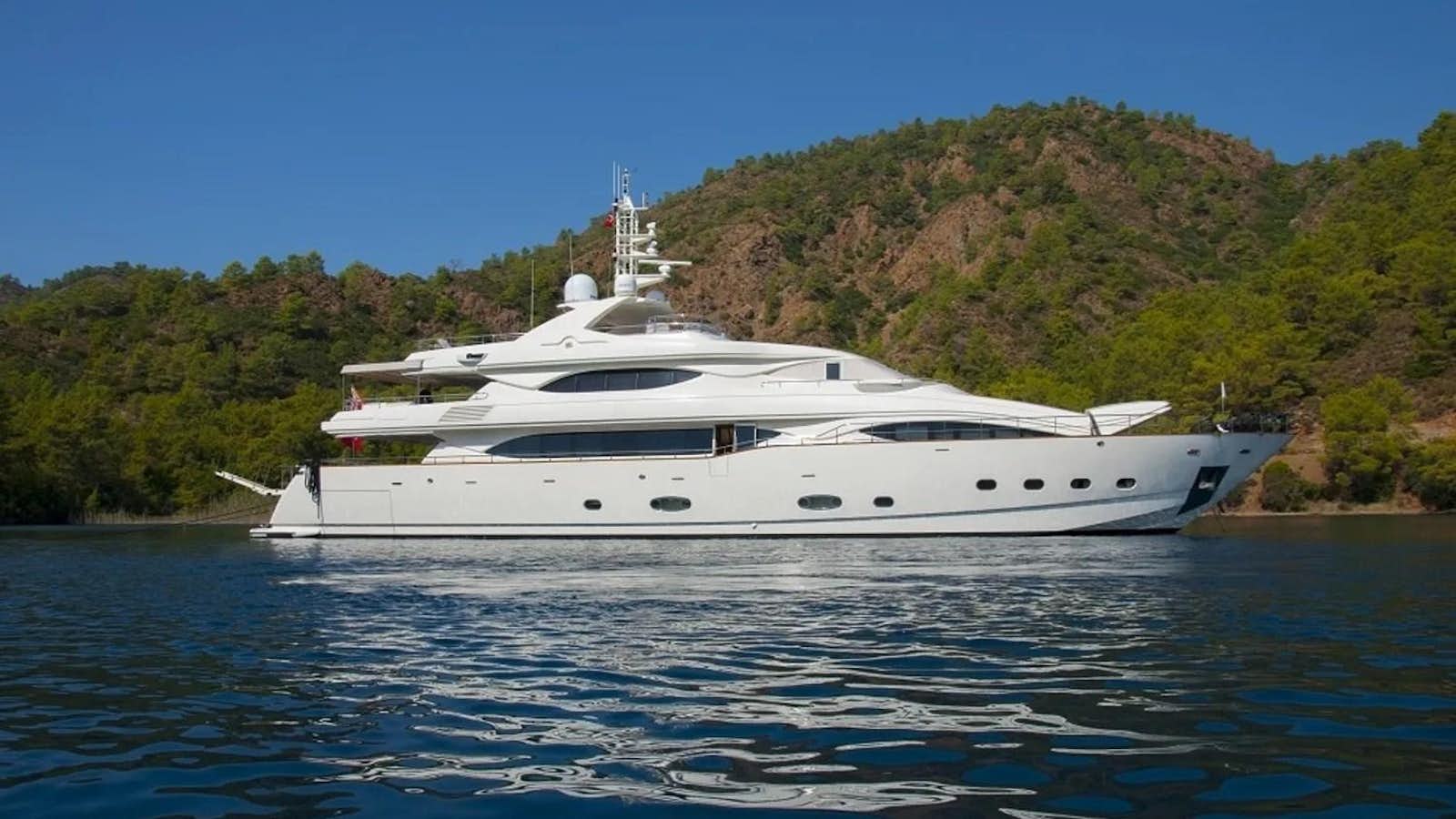 a white yacht on the water aboard ARIELA Yacht for Sale