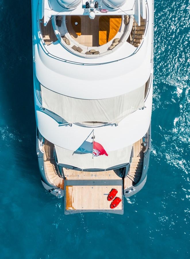 a space ship in the water aboard LADY L Yacht for Charter