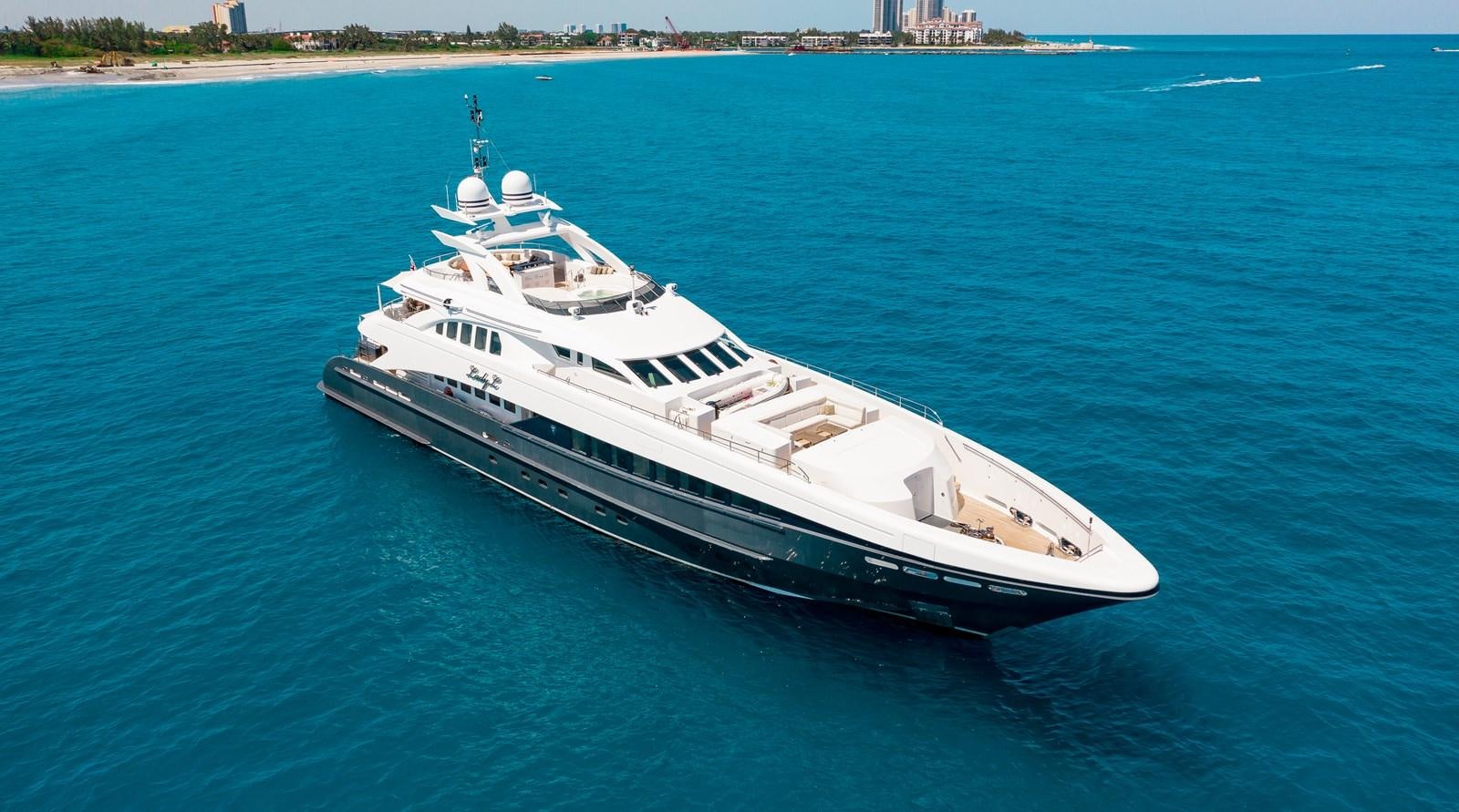 a white boat in the water aboard LADY L Yacht for Sale