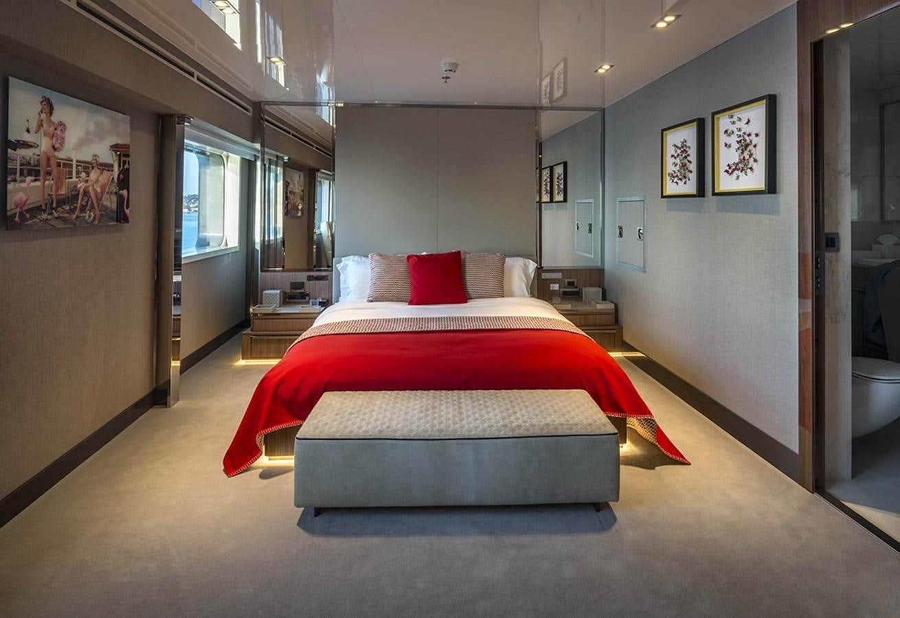 a bed in a room aboard MARQUISE Yacht for Charter