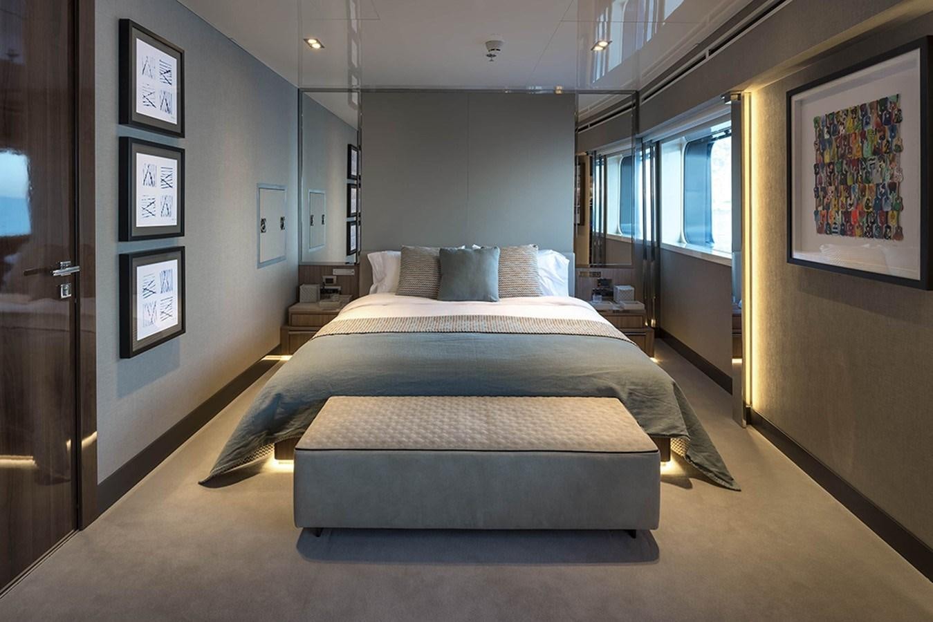 a bed in a room aboard MARQUISE Yacht for Charter