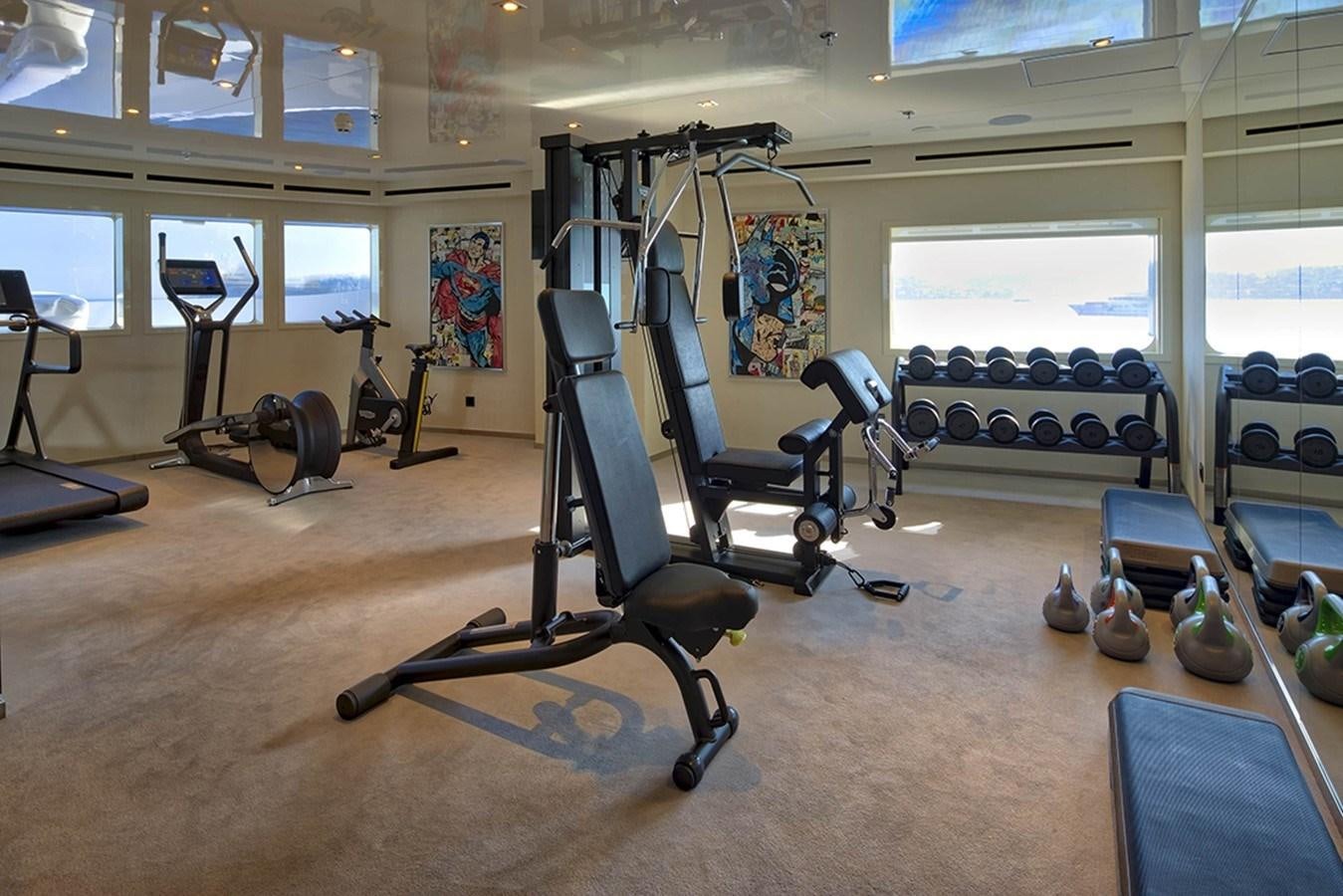 a room with exercise equipment aboard MARQUISE Yacht for Charter