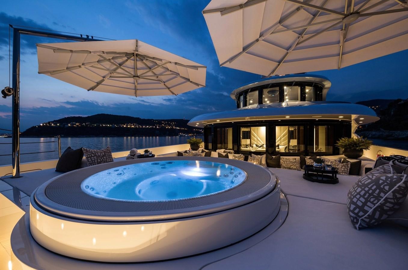 a large swimming pool aboard SOUNDWAVE Yacht for Sale
