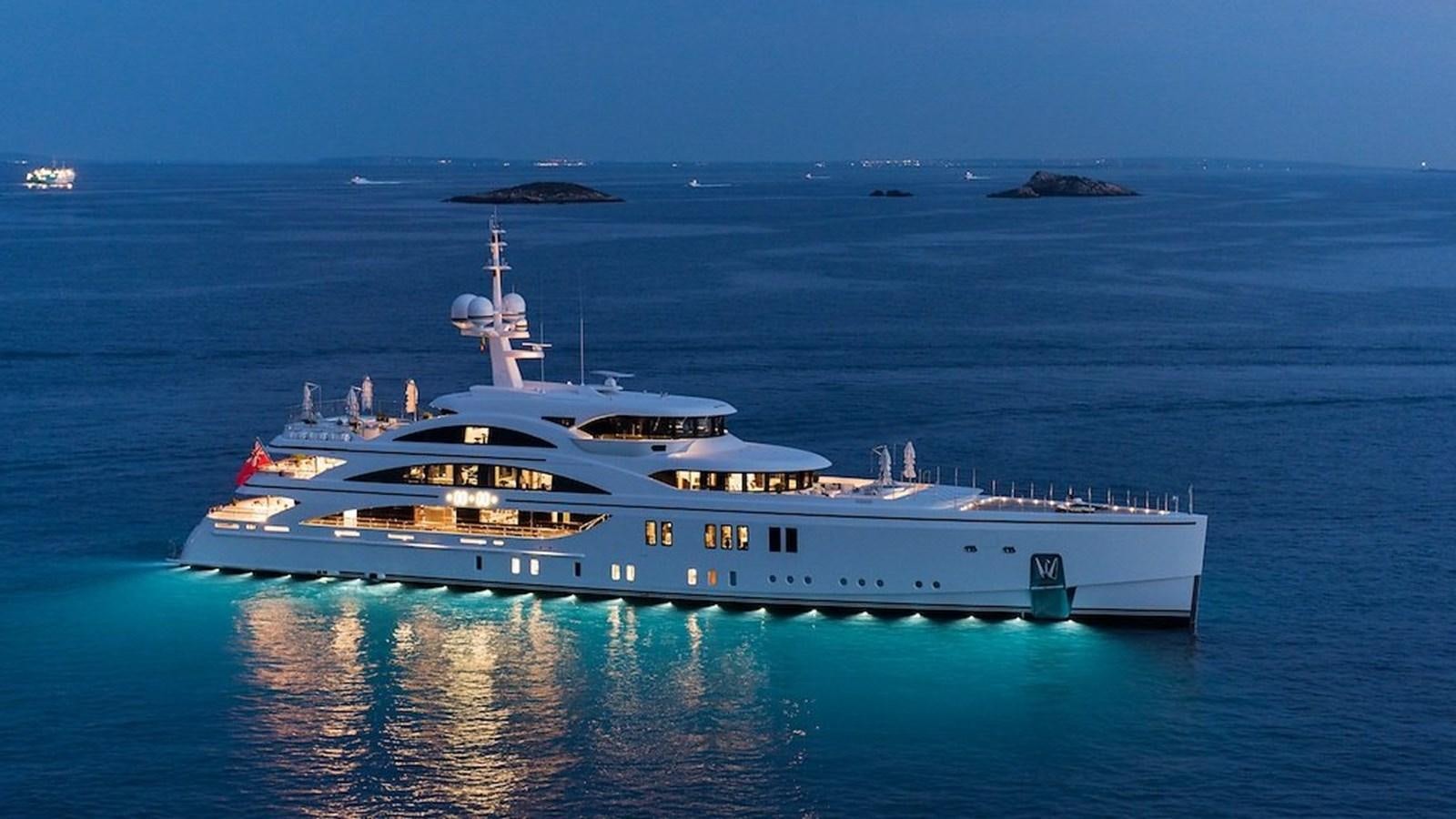 a large ship in the water aboard SOUNDWAVE Yacht for Sale