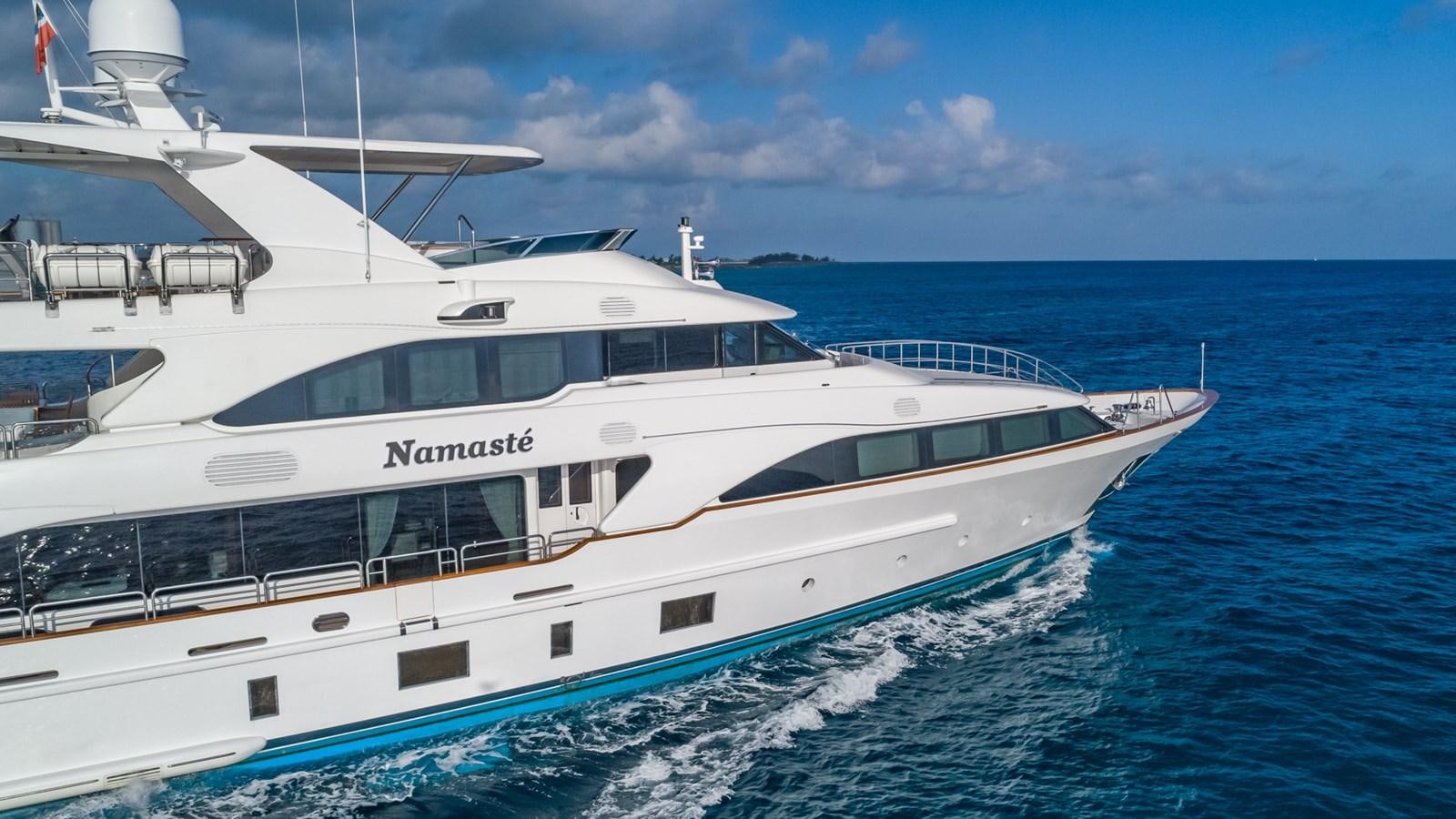 a white yacht in the water aboard NAMASTE Yacht for Sale