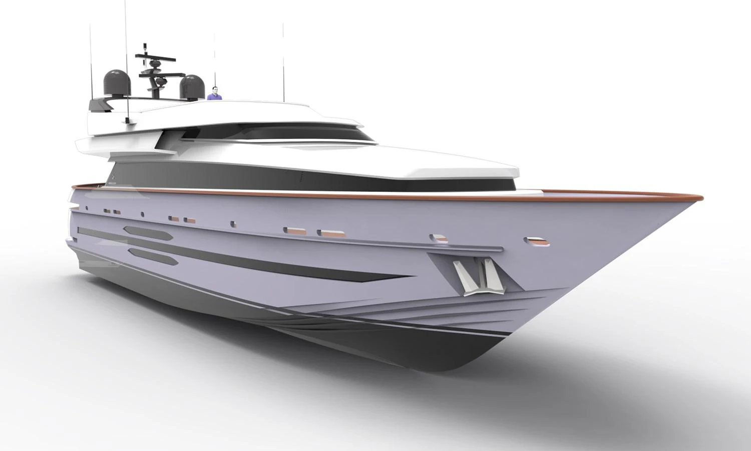 a white boat with a black roof aboard O'RIANA Yacht for Sale