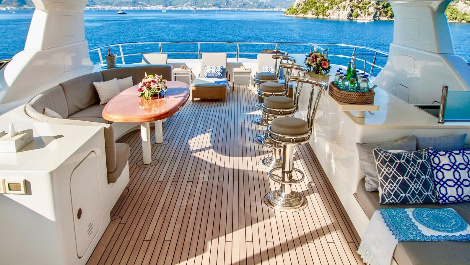 a patio with a table and chairs aboard BALTIC SEA Yacht for Sale