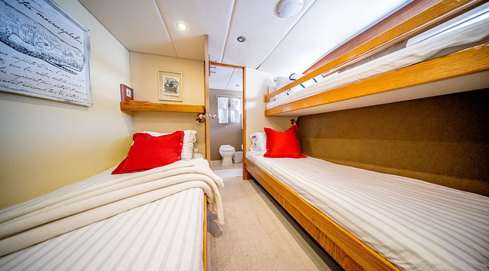 a room with two beds aboard PACIFIC SHADOW Yacht for Sale