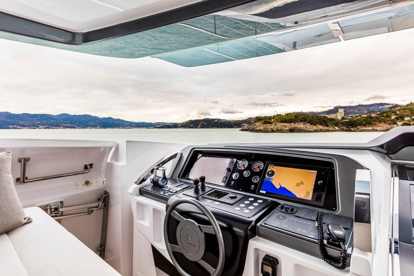 the inside of a car aboard NEVER BLUE Yacht for Sale