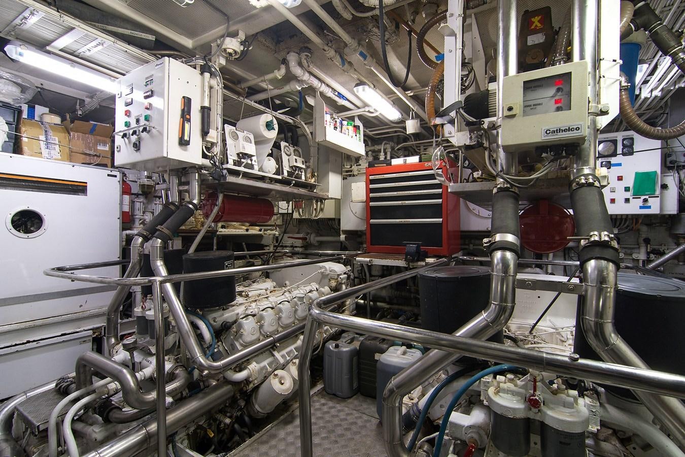 a room with machinery aboard MOONSHADOW NOA Yacht for Sale