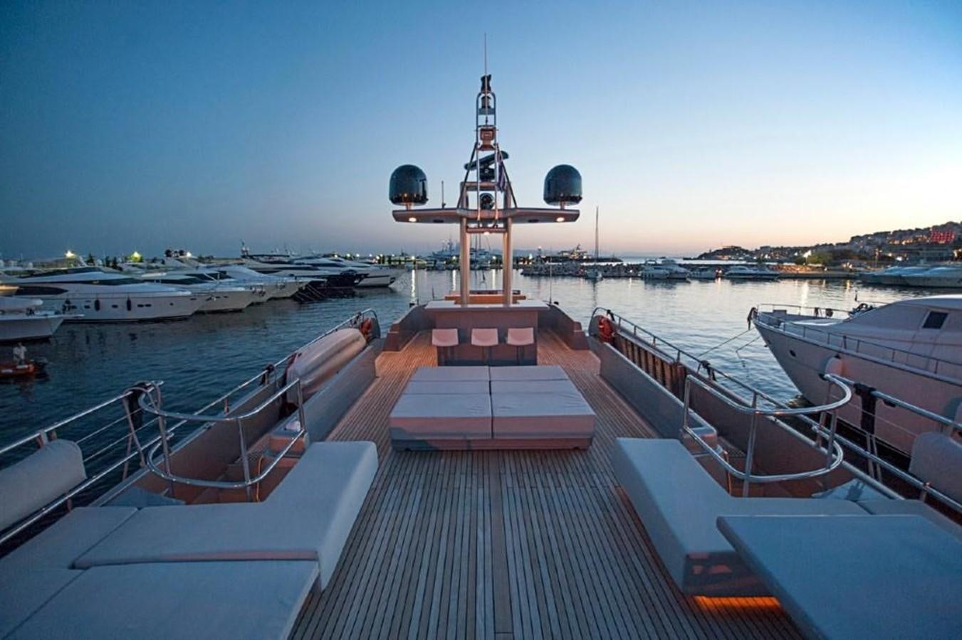 a large ship docked aboard NOT GUILTY III Yacht for Sale