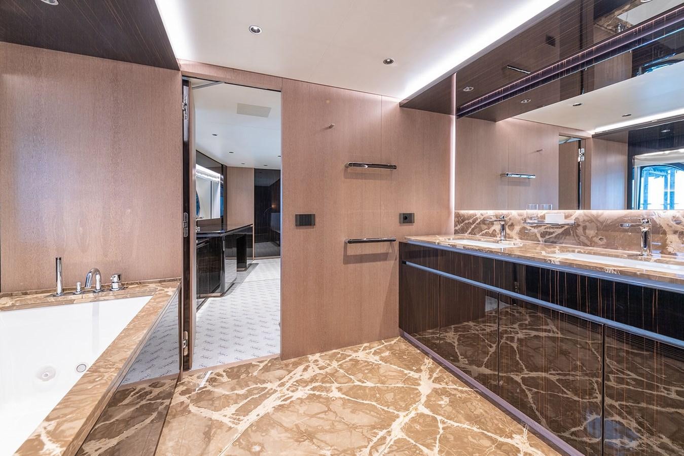 a bathroom with a marble counter top aboard BARON TRENCK Yacht for Sale