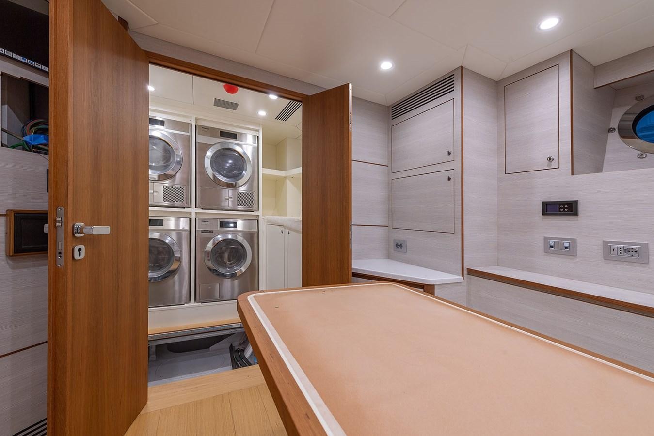 a kitchen with a large sink aboard BARON TRENCK Yacht for Sale