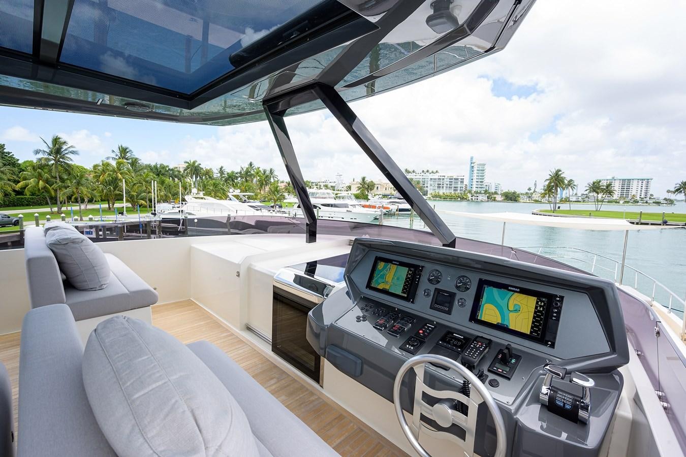 a boat with a large screen aboard DATE NIGHT Yacht for Sale