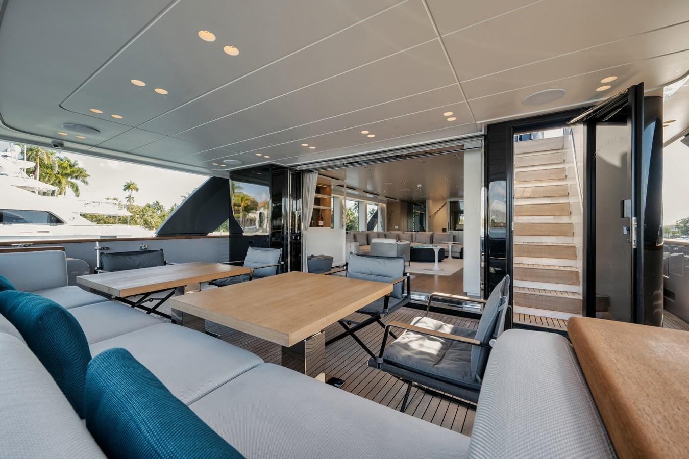 inside of a car aboard DON'T TELL MOM  Yacht for Sale