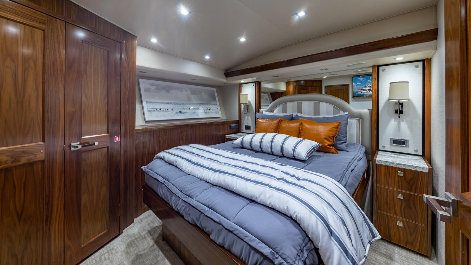 a bed in a room aboard AUSSIE RULES Yacht for Sale