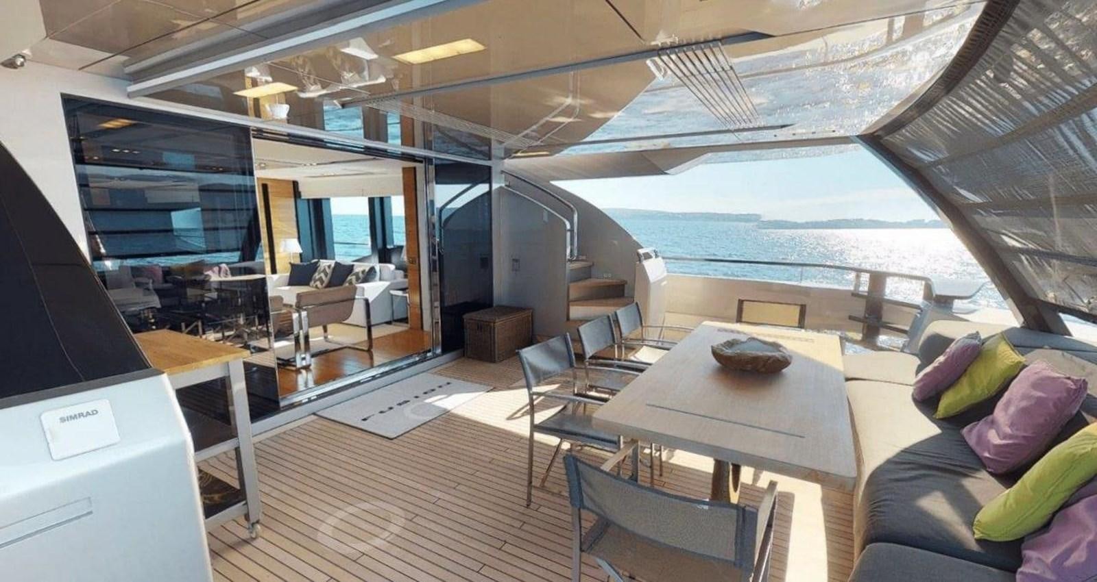 a room with a table and chairs aboard FUSION Yacht for Charter