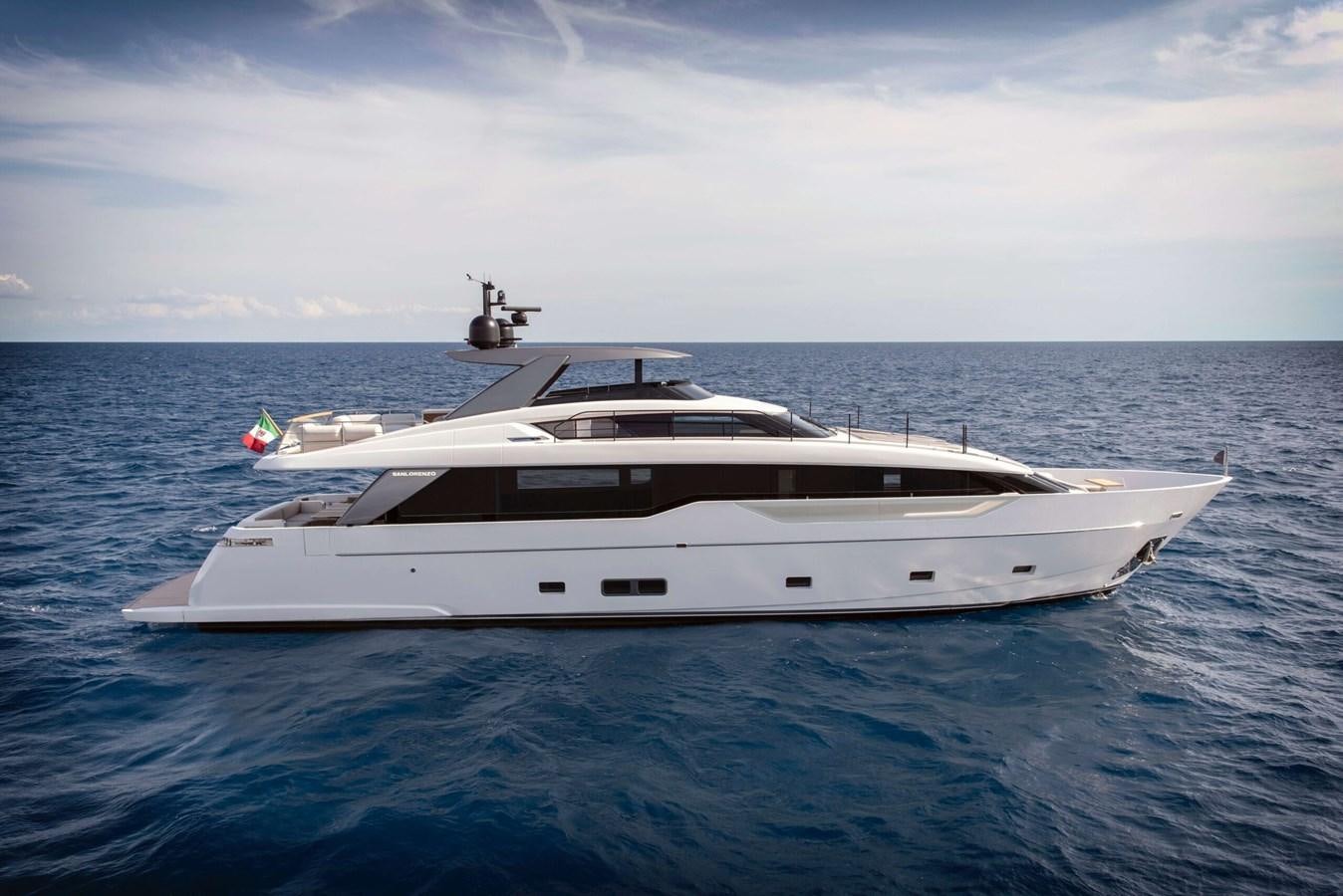 a white yacht in the water aboard 2022 SANLORENZO SL90A #786 Yacht for Sale