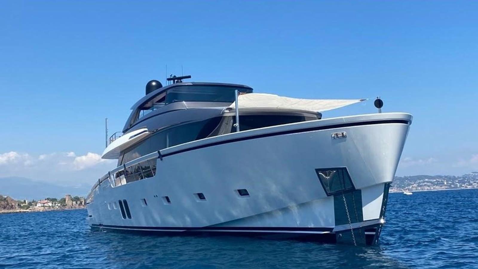 a white yacht on the water aboard 2020 SANLORENZO SX88 #37 Yacht for Sale