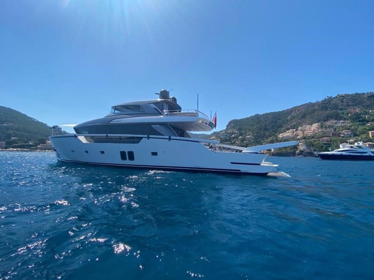 a white yacht in the water aboard 2020 SANLORENZO SX88 #43 Yacht for Sale