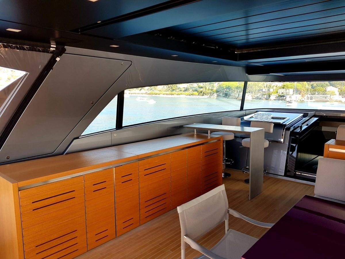 a room with a large window and a view of the city aboard 2020 SANLORENZO SX88 #43 Yacht for Sale