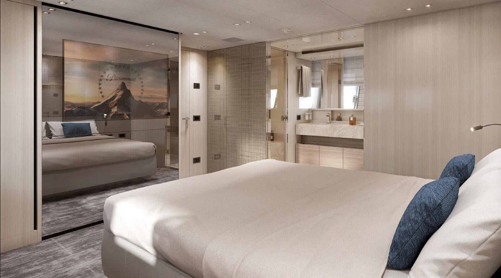 a large white bed in a room aboard 2022 SANLORENZO SX88 #47 Yacht for Sale